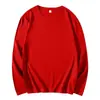 Em estoque algodão penteado puro 180g gola redonda manga longa camiseta primavera e outono suéter fino Branco Preto outono camiseta de baixo