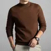 Suéter de punto para hombre de mezcla de lana de doble hebra, 48 unidades, 16 puntos, nuevo para otoño e invierno, grueso, cuello medio alto, cálido, tejido para hombre