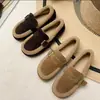 Mocasines Cálidos para Mujer para Usar Afuera 2025 Zapatos Planos Nuevos con Suela de Goma Zapatos Tipo Gorro de Invierno con Forro de Felpa de Una Sola Pierna Retro Gruesos de Algodón para Mujer