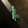 Broche de Bambu Verde Simples Exquisito Retrô Moda de Alto Padrão Elegante Corsage Cardigã Feminino Acessórios de Pinos para Roupas