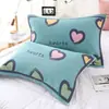 Fundas de Almohada de Algodón Puro Estilo Nuevo, un Par de Fundas de Almohada para Pareja del Hogar Hechas de Gasa, Algodón Simple, No Sueltan Pelusa, con Lazos, Engrosadas