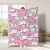 Manta Linda de Dibujos Animados Sanrio para Exportación Transfronteriza Tipo Manta de Franela Estampada Manta para Cuatro Estaciones y Descanso para el Almuerzo con Aire Acondicionado