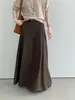 Luego, Falda de Línea A de Cintura Alta Simple de Gama Alta para Mujer, Plisada, Adelgazante, Falda de Paraguas de Campana Amplia con Cinturón 2780