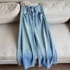 2026 Jeans Azules Lavados y Desgastados Nuevos y Elegantes, Pantalones de Pierna Recta, Pantalones de Pierna Ancha, Pantalones Largos para Mujer, Venta al por Mayor H18DK1165