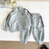 Nausicaä do Vale do Vento 2025 Outono Nova Roupa Infantil Estilo Coreano Conjunto Esportivo Color Block para Meninos Modelagem Solta Gola Alta Conjunto de Duas Peças