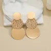 Pendientes de aro geométricos de estilo vacacional casual de verano transfronterizos para mujer en colores macarrón, pendientes de botón de disco de patchwork hechos a mano al por mayor