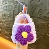 Bolsa de Monedas Creativa de Ganchillo con Forma de Flor Llavero Exquisita Linda Funda para Auriculares Bolsa de Almacenamiento Colgante Regalo Venta al por Mayor
