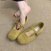 Zapatos Planos Rojo Claro para Mujer Primavera y Otoño Nuevo Estilo Retro Francés Hada Suave Zapatos Mary Jane de Gamuza Zapatos Planos con Suela Plana