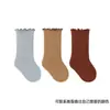 Calcetines para Niños al por Menor Primavera y Otoño Color Sólido Sin Costuras Niñas Bebé Calcetines de Princesa con Volantes Bebé e Infantil Calcetines Antibacterianos de Media Pantorrilla