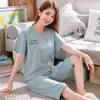 Pantalones de Pijama Ligeramente Transparentes de Moda Nuevos 2026 de Tres Cuartos para Mujer Conjunto de Verano Ropa de Casa para Tallas Pequeñas