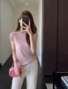 Recomendación de Calidad Acetato Tencel Lana Suave Cómodo Color Sólido Manga Corta Camiseta Mujer Primavera Verano Nuevo H050702