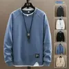 Sudadera de cuello redondo para hombre para primavera y otoño, resistente, sin capucha, de manga larga, elegante y duradera, camiseta básica para hombre, ropa de estudiante