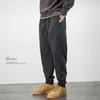 Calças Casuais Cáqui para Homens, Caimento Solto, Estilo Jogger, Tamanho Plus, Estilo Roupa de Trabalho, Outono e Inverno, Algodão Puro, Forradas com Lã, Calças Espessas para Homens, Estação Outono