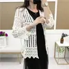 Cárdigan Corto Ropa con Protección Solar para Mujer, Top de Playa Calado Bordado de Tres Cuartos, Ropa de Abrigo Cubre Bikini para Playa
