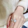 Accesorios de perlas DIY, anillo de plata S925, soporte vacío, diamante único, joyería de plata de moda con cuenta redonda de 7-12 mm, 10280