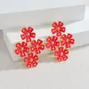 Pendientes Artísticos Retro Franceses de Acero Inoxidable con Flor de Goteo de Oro de 18 Quilates para Mujer, Pendientes Elegantes y Frescos para Otoño e Invierno