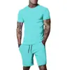Comércio Exterior Quente Camiseta de Cor Sólida Meio Shorts Amazon Europeu e Americano Roupa de Verão Masculina Shorts de Manga Curta Respirável