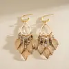 Pendientes de gancho de resina con forma de hoja ovalada y pluma, transfronterizos europeos y americanos, pendientes frescos y sencillos de verano, pendientes de diseño nicho para mujer