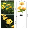 Luces Solares de Girasol para Uso en Exteriores, Decoración Artificial de Flor de Girasol para Césped y Jardín, Luces Insertadas en el Suelo para Ambiente, Festival del Día Nacional