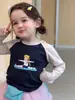 Ropa para Niñas 2026 Estilo Otoño Niñas Pequeñas Estilo Coreano Linda Estampada Bloque de Color Ajustada Manga Larga Camiseta para Bebés
