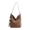 Bolso de cubo tejido casual de moda para mujer, nuevo 2026 verano casual de gran capacidad para el trabajo, bolso de mano para llevar debajo del brazo
