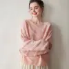 Suéter de Punto Suave de Estilo Francés para Otoño e Invierno 25 Nuevo Perezoso de Hombro Caído con Bordado de Toalla, Suéter de Cachemira de un Hombro para Mujer, Corte Holgado