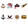 Traje de decoración para fiesta de cumpleaños con temática pirata de Halloween, bandera de cumpleaños, colgante en espiral pirata, inserción de tarjeta para pastel