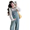 2025 Nuevo Otoño Estilo Retro Mamá Caliente Overol Exterior + Camiseta Básica Versátil Ropa Casual de Trabajo Traje de Maternidad