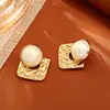 Aretes Estilo Maillard Piedra Ojo de Tigre Chapado en Cobre 24K Sencillos de Moda de Alta Gama Otoño e Invierno Pendientes Nicho Joyería Popular
