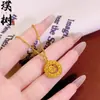 Artículo popular de TikTok: Collar con colgante de pepita de oro pequeño bañado en oro para mujer, lujo ligero con un toque de alta gama, cadena para la clavícula de trébol de cuatro hojas y barra de oro