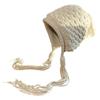 Otoño e invierno Nuevo gorro Lei Feng tejido para mujer, cálido, con protección para las orejas, lindo, con puntera, hecho a mano, tejido, con borla, de lana