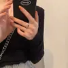 Anel de zircônia preta conjunto de duas peças feminino design de nicho senso de estilo ins tendência estilo frio anel para dedo indicador avançado personalidade da moda