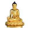 Buda de la Medicina totalmente dorado de una aldea de Tíbet, estatua de Buda de cobre "Luz Glaseada Tathagata" hecha a mano para decoración del hogar