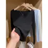 Top de tricô azul texturizado de manga longa ombro a ombro para mulheres, início do outono de 2025, justo ao corpo, fino, top de base