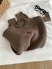 Suéter de Punto Grueso y Suave con Bordado de Oso para Mujer, Holgado Estilo Coreano Gris de Manga Larga, Ropa Interior Cálida para Otoño e Invierno