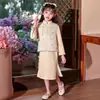 Qipao para Niñas Estilo Nuevo Primavera 2026 Estilo Chino Nuevo Qipao Elegante Vestido Qipao de Manga Larga para Niños