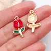 Serie Morada Amor Día de San Valentín Esmalte Joyería Accesorios Pulsera DIY Colgante Llavero Cadena para Teléfono Encanto Pequeño