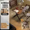 Mesa de comedor plegable de madera maciza, rectangular, para apartamentos pequeños, mesa y sillas de comedor para uso doméstico, modelo nuevo 2025, adecuada para viviendas de alquiler