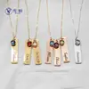 Transfronterizo para collar largo de piedras de nacimiento de 12 colores con letras largas diy collar con nombre de familia fabricantes suministro al por mayor