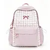 Mochila Nueva con Diseño de Cuadros tipo Tartán Dulce de Moda para Estudiante de Primaria Chica Alta Apariencia Mochila de Escuela Secundaria