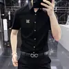 Camisa de Manga Corta de Seda Helada para Hombre, Fina de Alta Gama, No Requiere Planchado, Nuevo Estilo Europeo, Corte Ajustado, Casual, Elástica, con Detalles de Pedrería, 2026