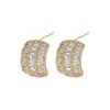 Pendientes Personalizados de Plata S925 con Aguja de Plata y Circonita Microincrustada para Mujer Diseño de Nicho Pendientes Geométricos en Forma de C Pendientes Exquisitos para el Día a Día