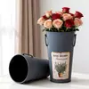 Pegatinas Vintage Desgastadas, Cubo de Flores Secas, Jarrón de Hojalata Estilo Americano para Flores Secas, Maceta de Arte en Hierro, Tubo para Arreglo de Flores Artificiales