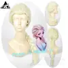 Venta Directa de Fábrica Congelada Princesa Elsa Belleza Dorada Trenza Puntiaguda Blanco Lechoso Esponjosa Peluca Cos