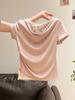 Camiseta de Manga Corta con Cuello de Encaje Estilo Coreano para Mujer Primavera y Verano Elegante Puro Top Interior