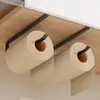 Prateleira de armazenamento sem furos, porta-papel toalha de cozinha, porta-papel higiênico e lenços umedecidos invertido para pendurar, porta-armazenamento de filme plástico montado na parede