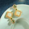 Temperamento Incrustado Natural Hotan Branco Jade Brincos Temperamento Feminino Palácio Estilo Zircon Banhado 925 Brincos Geométricos de Prata Esterlina