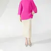 Saia plissada feminina Miyake feita à mão, nova, de comprimento médio, cintura elástica, dobrada irregularmente no quadril, saia lápis sereia de um passo