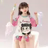 Pijama de Niña Estilo Verano Algodón Puro 2025 Nuevo Manga Corta Estilo Delgado Nezha Niñas Ropa de Casa para Niños Grandes Venta al por Mayor