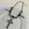 Collar con Colgante de Botón Punk de Alta Resistencia para Mujer, Gargantilla de Perlas Dulce Fresca Estilo Chica Picante con Cadena para Clavícula de Diseño Moderno